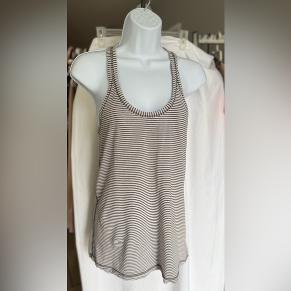 Lululemon Modern Racerback Parallel Stripe Heathered White Heathered Grey Size 8 - Picture 3 of 11